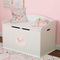Modern Plaid & Floral Round Wall Decal on Toy Chest