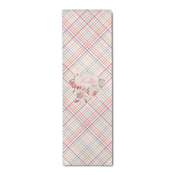 Custom Modern Plaid & Floral Runner Rug - 2.5'x8' w/ Name or Text