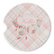 Modern Plaid & Floral Sandstone Car Coaster - Single (Personalized)