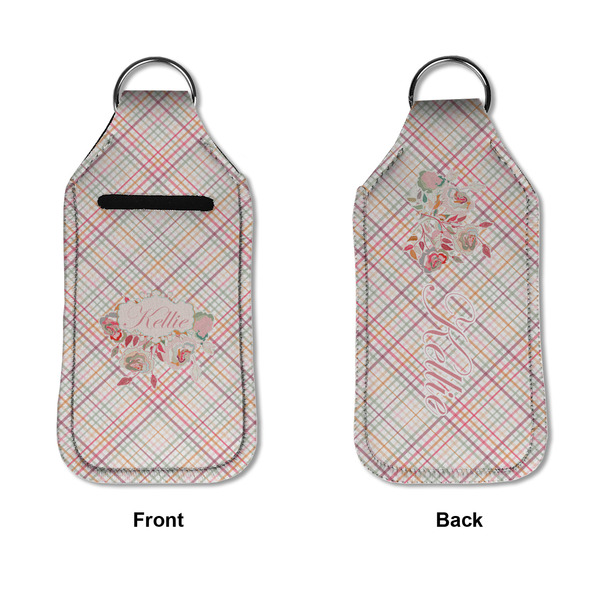 Modern Plaid & Floral Sanitizer Holder Keychain - Large APPROVAL (Flat)