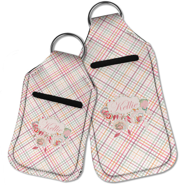 Modern Plaid & Floral Sanitizer Holder Keychain - Parent Main