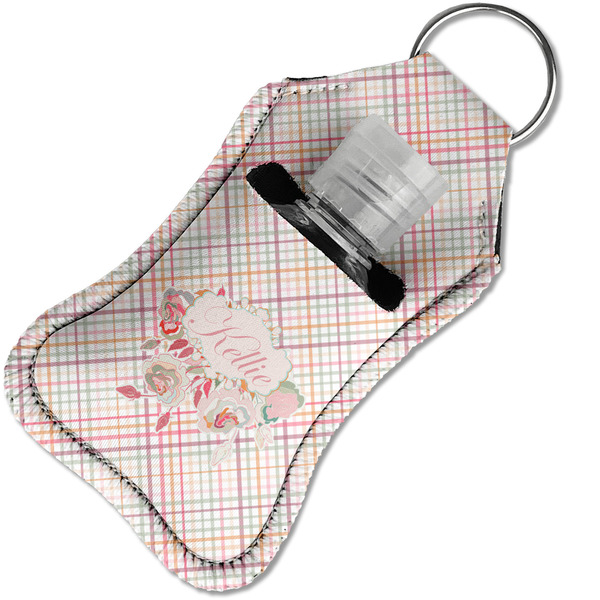 Modern Plaid & Floral Sanitizer Holder Keychain - Small in Case