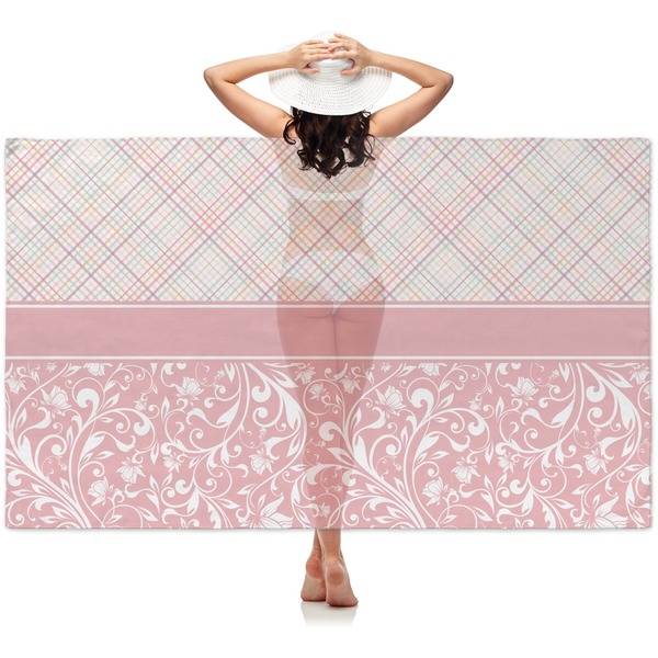 Custom Modern Plaid & Floral Sheer Sarong