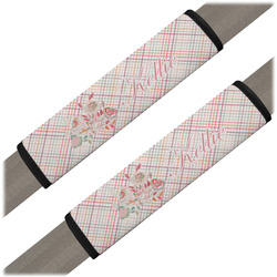 Modern Plaid & Floral Seat Belt Covers (Set of 2) (Personalized)