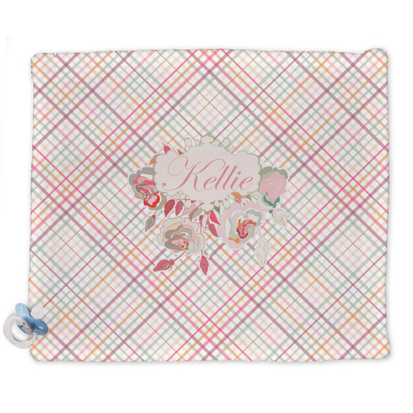 Custom Modern Plaid & Floral Security Blankets - Double Sided (Personalized)