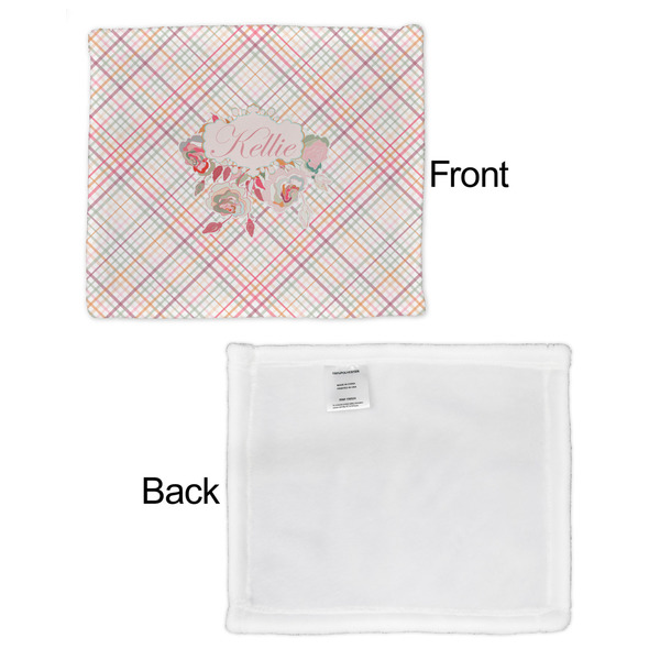 Modern Plaid & Floral Security Blanket - Front & White Back View