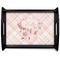 Modern Plaid & Floral Black Wooden Tray - Large (Personalized)