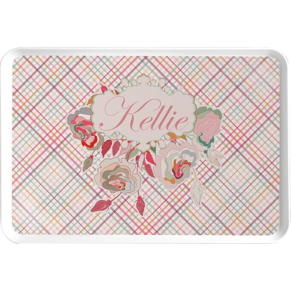 Custom Modern Plaid & Floral Serving Tray (Personalized)