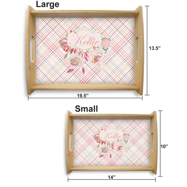 Modern Plaid & Floral Serving Tray Wood Sizes