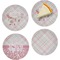 Modern Plaid & Floral Set of 4 Glass Appetizer / Dessert Plate 8" (Personalized)