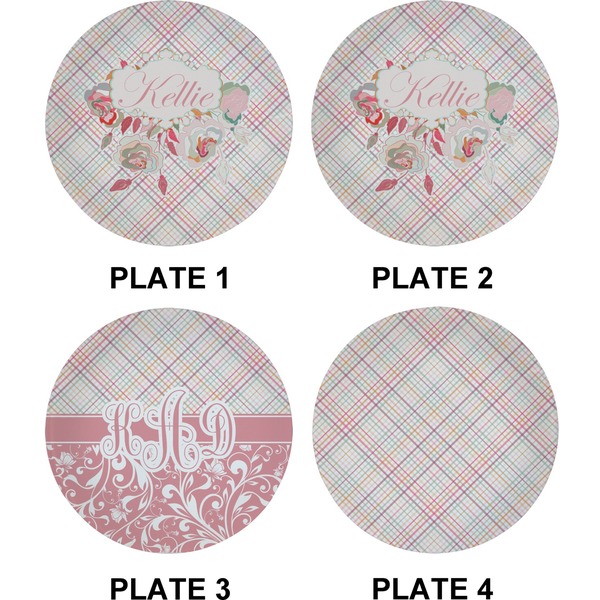 Modern Plaid & Floral Set of Appetizer / Dessert Plates (Approval)