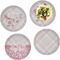 Modern Plaid & Floral Set of 4 Glass Lunch / Dinner Plate 10" (Personalized)