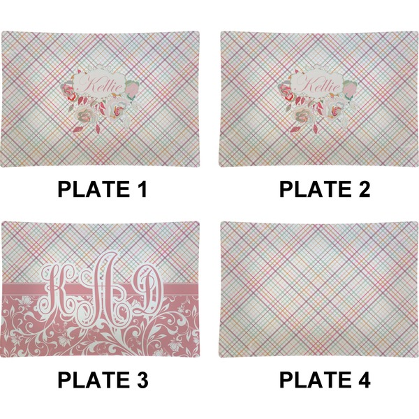Modern Plaid & Floral Set of Rectangular Appetizer / Dessert Plates (Approval)