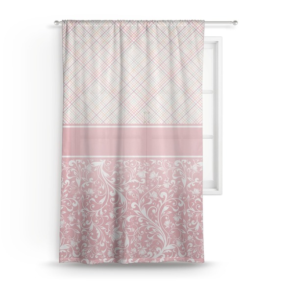 Custom Modern Plaid & Floral Sheer Curtain - 50"x84"