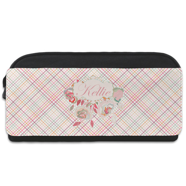 Custom Modern Plaid & Floral Shoe Bag (Personalized)