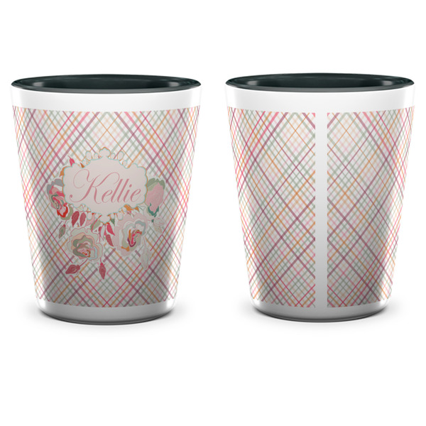 Modern Plaid & Floral Shot Glass - Two Tone - APPROVAL
