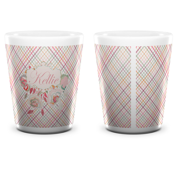 Modern Plaid & Floral Shot Glass - White - APPROVAL