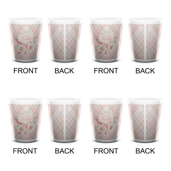 Modern Plaid & Floral Shot Glass - White - Set of 4 - APPROVAL