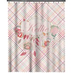 Modern Plaid & Floral Extra Long Shower Curtain - 70"x84" (Personalized)
