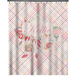 Modern Plaid & Floral Extra Long Shower Curtain - 70"x84" (Personalized)