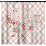 Modern Plaid & Floral Shower Curtain - Custom Size (Personalized)