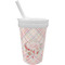 Modern Plaid & Floral Sippy Cup with Straw (Personalized)