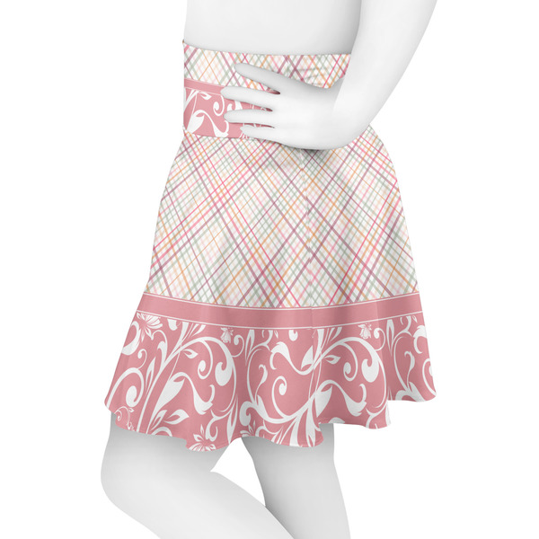 Modern Plaid & Floral Skater Skirt - Side