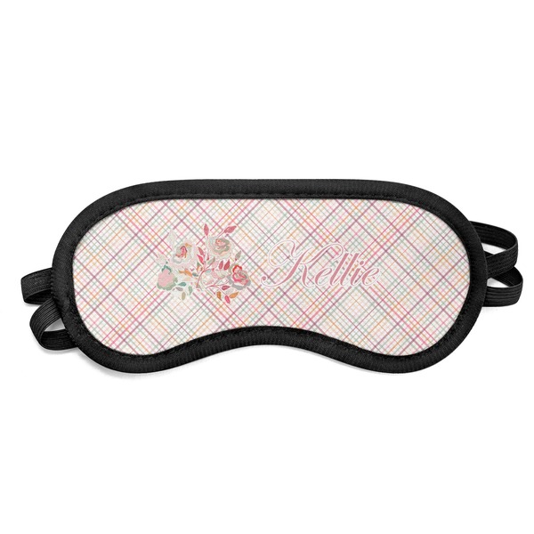Custom Modern Plaid & Floral Sleeping Eye Mask - Small (Personalized)