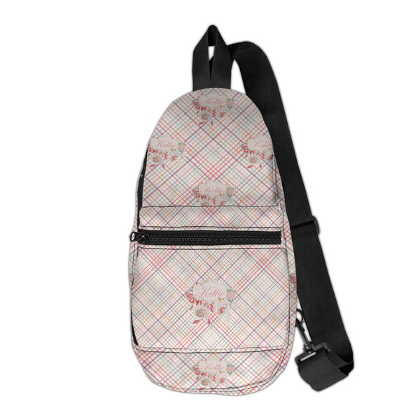 Custom Modern Plaid & Floral Sling Bag (Personalized)