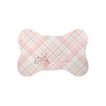 Modern Plaid & Floral Bone Shaped Dog Food Mat (Small) (Personalized)