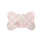Modern Plaid & Floral Bone Shaped Dog Food Mat (Small) (Personalized)