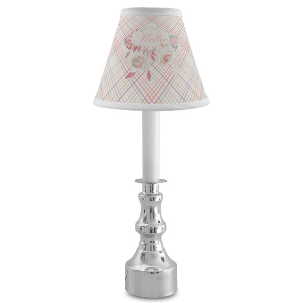 Modern Plaid & Floral Small Chandelier Lamp - LIFESTYLE (on candle stick)