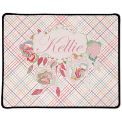 Modern Plaid & Floral Large Gaming Mouse Pad - 12.5" x 10" (Personalized)
