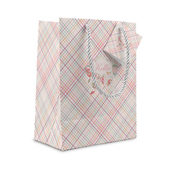 Modern Plaid & Floral Small Gift Bag (Personalized)