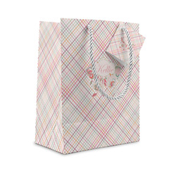 Modern Plaid & Floral Small Gift Bag (Personalized)