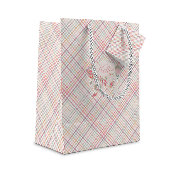 Custom Modern Plaid & Floral Gift Bag (Personalized)