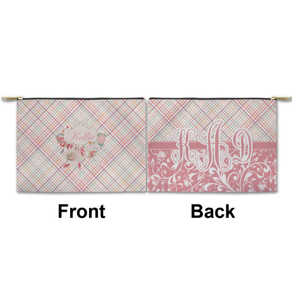 Modern Plaid & Floral Small Zipper Pouch Approval (Front and Back)
