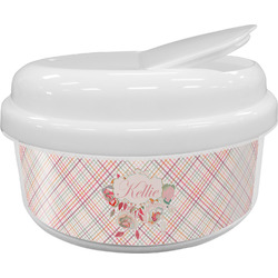 Modern Plaid & Floral Snack Container (Personalized)