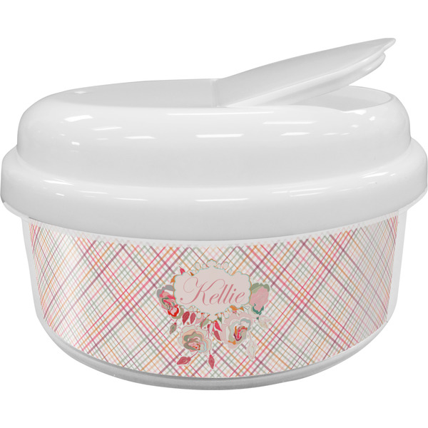 Custom Modern Plaid & Floral Snack Container (Personalized)