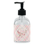 Modern Plaid & Floral Glass Soap & Lotion Bottle - Single Bottle (Personalized)