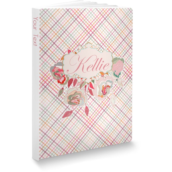 Custom Modern Plaid & Floral Softbound Notebook - 5.75" x 8" (Personalized)
