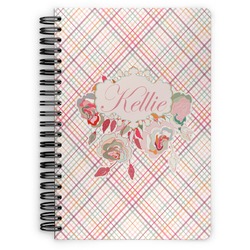 Modern Plaid & Floral Spiral Notebook (Personalized)