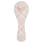 Modern Plaid & Floral Ceramic Spoon Rest (Personalized)