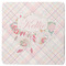 Modern Plaid & Floral Square Rubber Backed Coaster (Personalized)