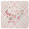 Modern Plaid & Floral Square Rubber Backed Coaster (Personalized)