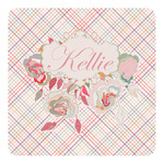 Modern Plaid & Floral Square Decal - Large (Personalized)