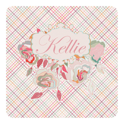 Modern Plaid & Floral Square Decal (Personalized)
