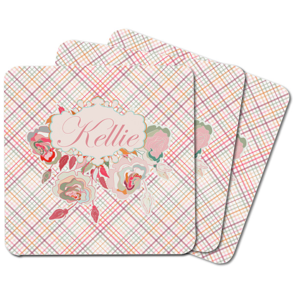 Modern Plaid & Floral Square Fridge Magnet - MAIN