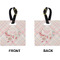Modern Plaid & Floral Square Luggage Tag (Front + Back)