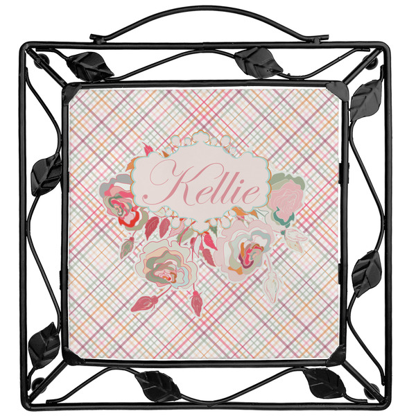 Custom Modern Plaid & Floral Square Trivet (Personalized)